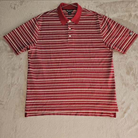 Brooks Brothers Other - Golf Polo Shirt Mens Large Red White Striped Cotton Country Club Performance